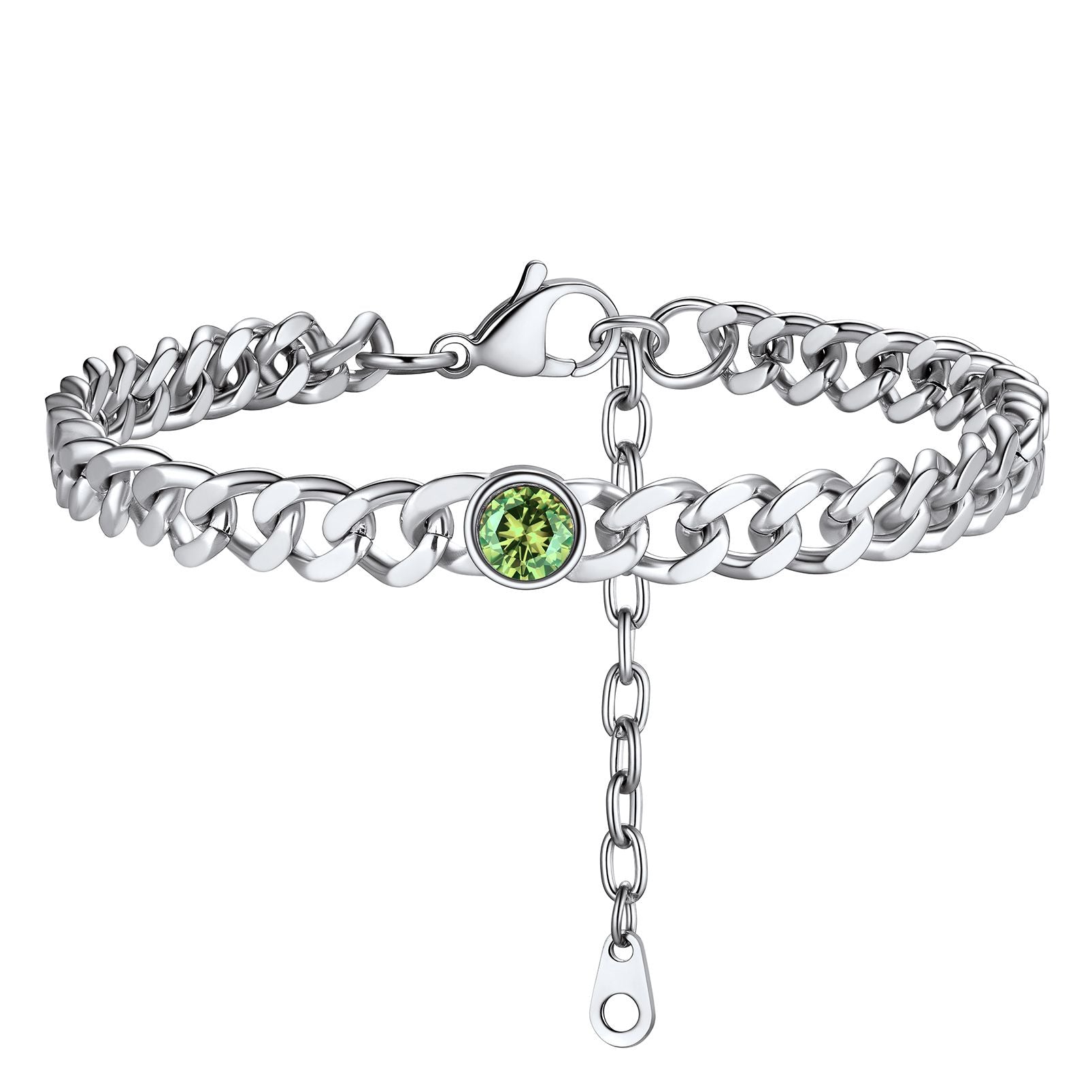 Personalized Birthstone Cuban Link Anklet for