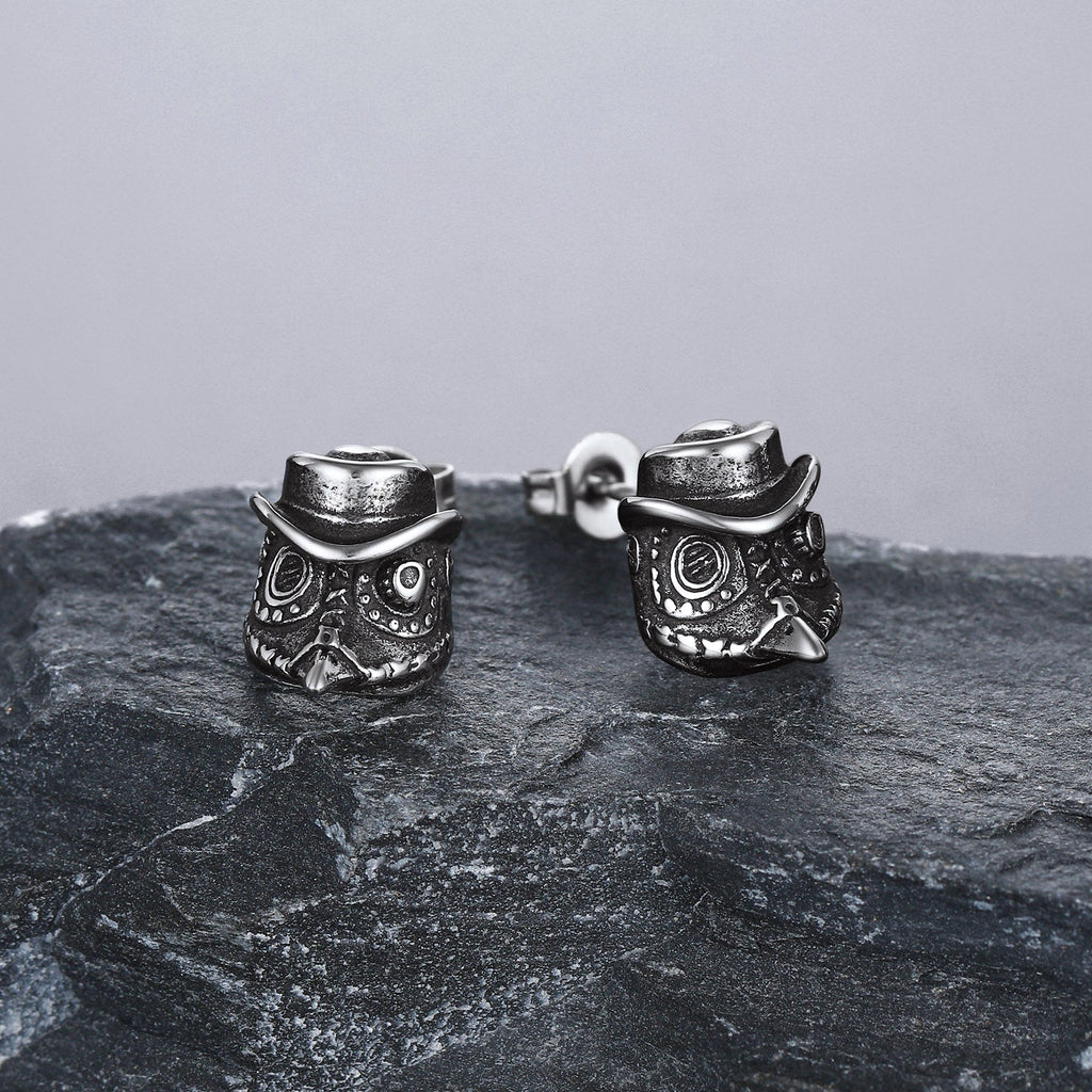 Gothic Plague Doctor Steampunk Stud Earrings