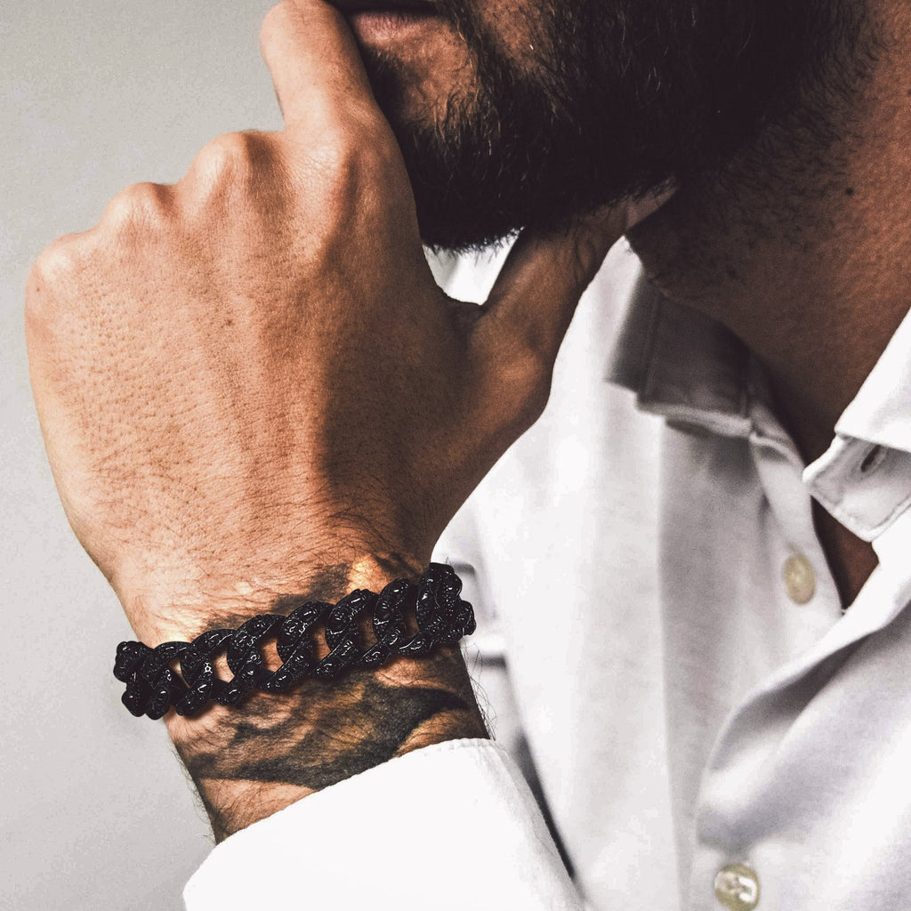 Chunky Heavy Skull Cuban Link Chain Bracelet for , 16mm Width