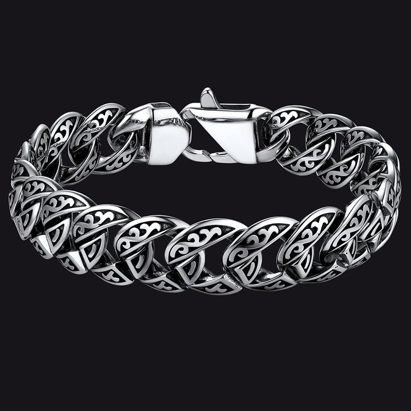 Stainless Steel Celtic Chunky Cuban Link Chain Bracelet for