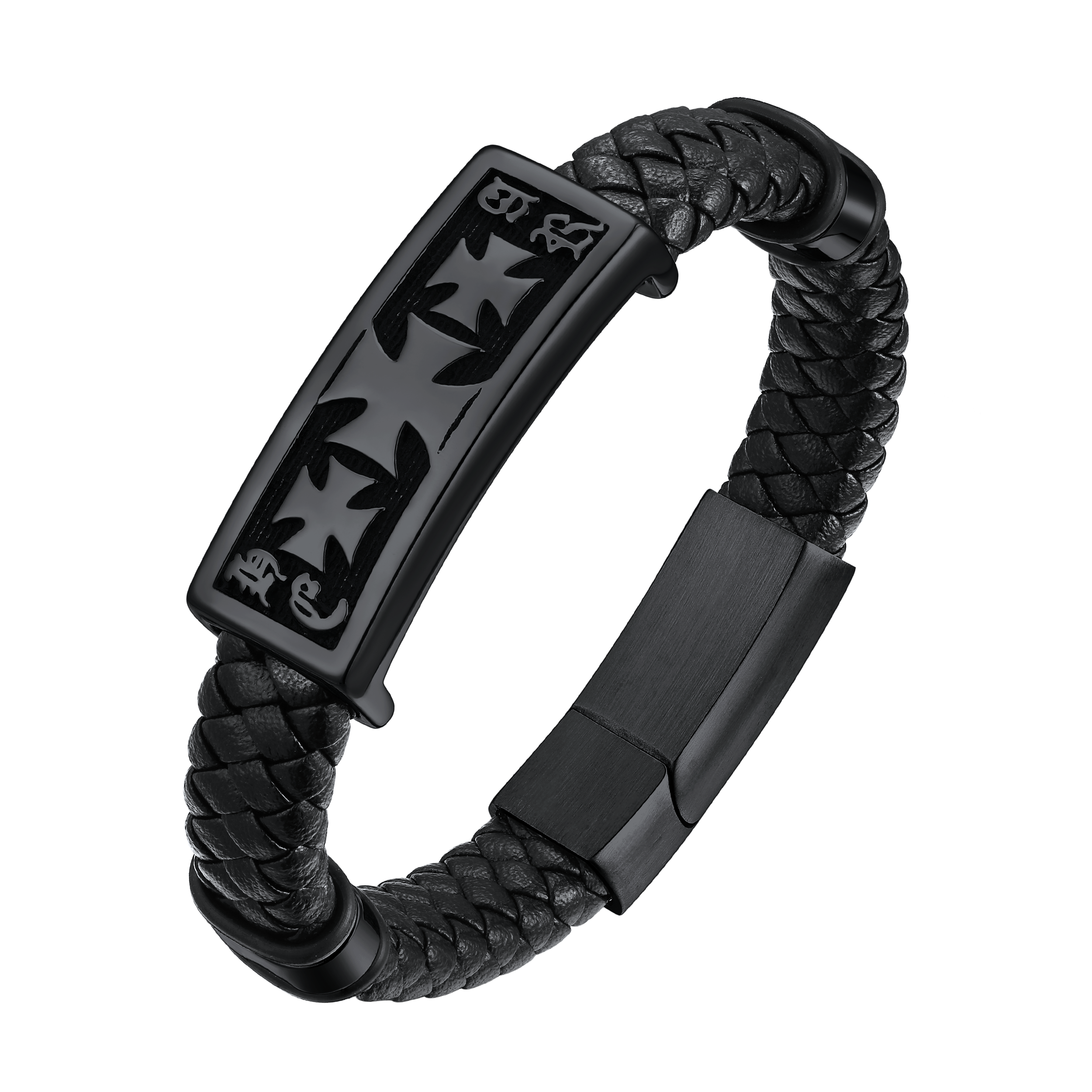 Christian Knights Templar Cross Leather Bracelet for