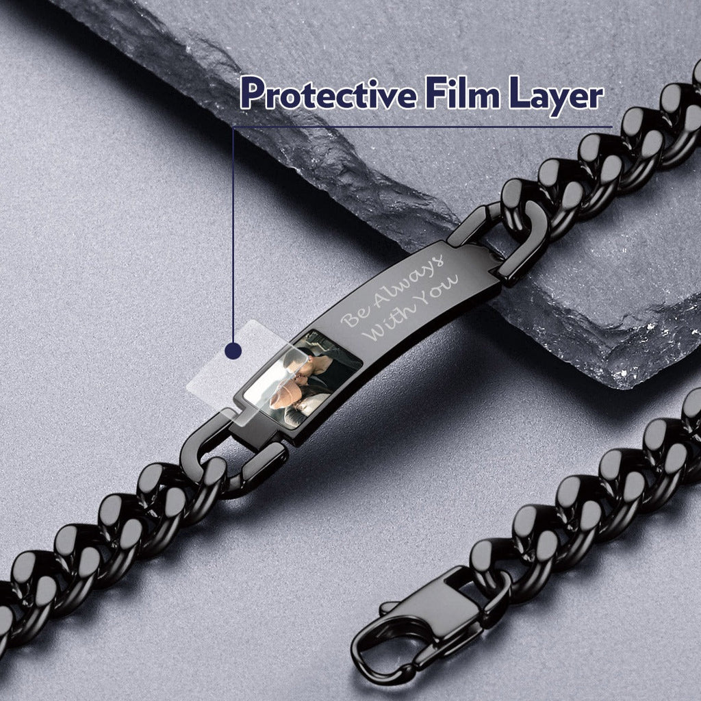 Personalized Nameplate Cuban Link Chain Bracelet With Picture for