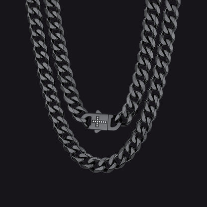 Miami Cuban Link Chain Necklace With Cross for
