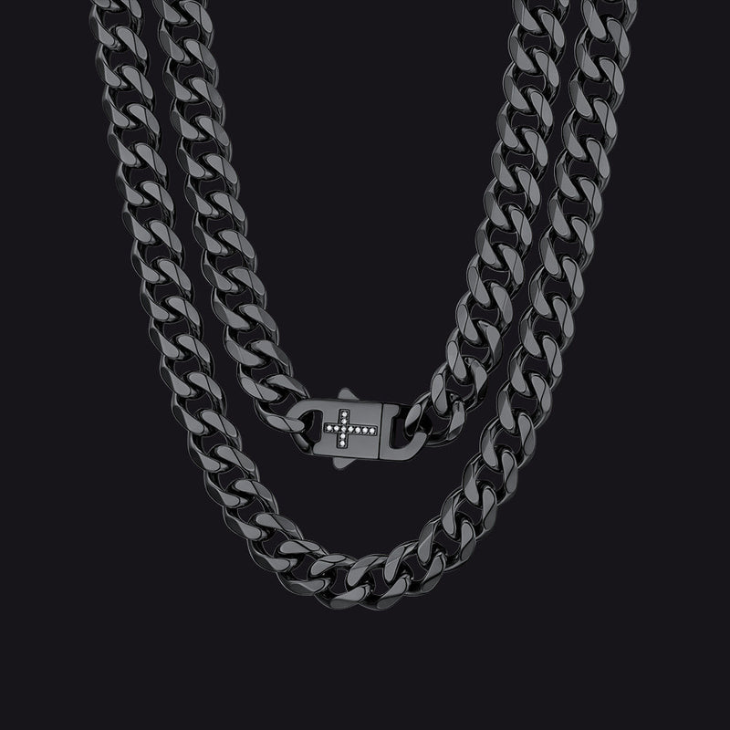 Miami Cuban Link Chain Necklace With Cross for