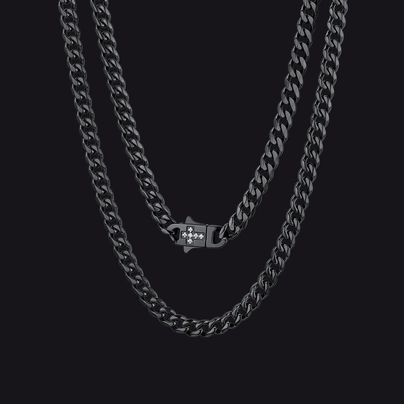 Miami Cuban Link Chain Necklace With Cross for