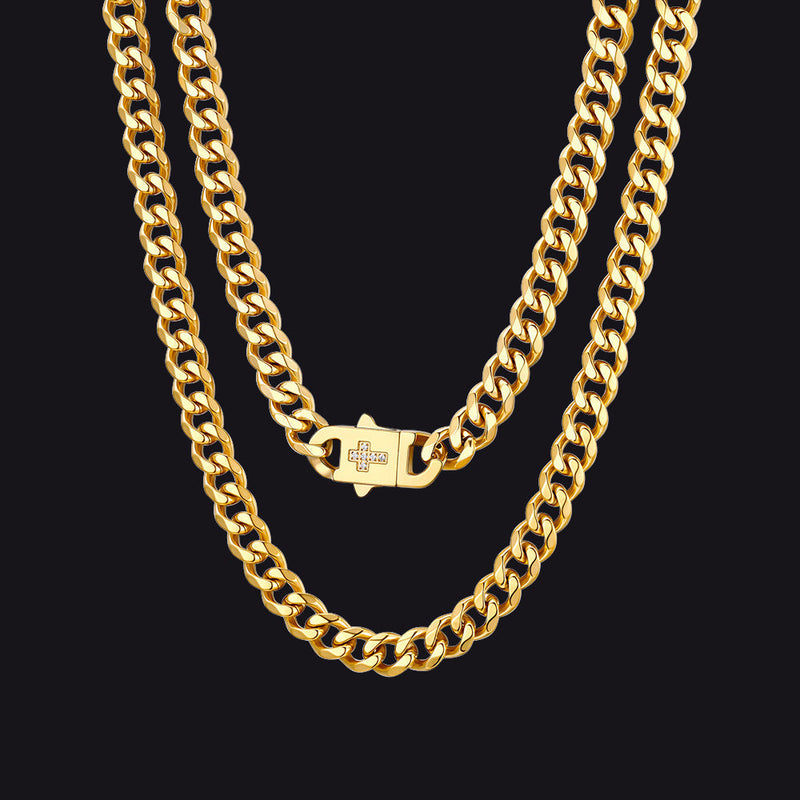 Miami Cuban Link Chain Necklace With Cross for