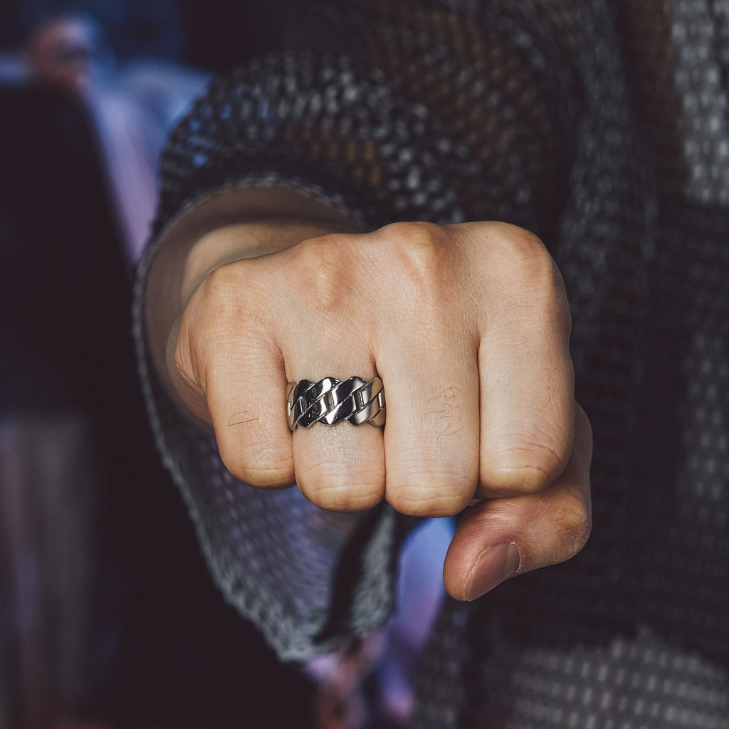 Biker Cuban Chain Stainless Steel Ring for 11mm