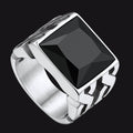 Celtic Black Onyx Signet Ring in Stainless Steel for