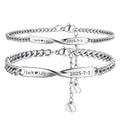 Custom Engraving Mobius Matching Link Bracelets for Couple