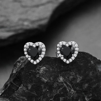 Sterling Silver Birthstone Heart Halo Stud Earrings for