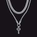 Miami Cuban Chain & Celtic Knot Cross Necklace Set for