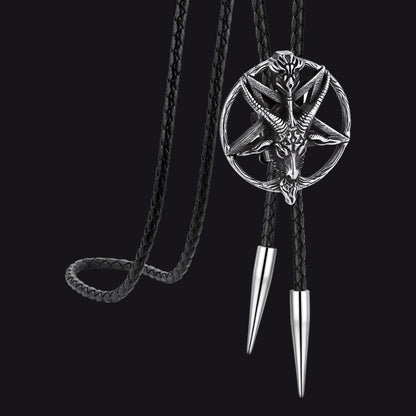 Baphomet Pentagram Goat Bolo Tie for
