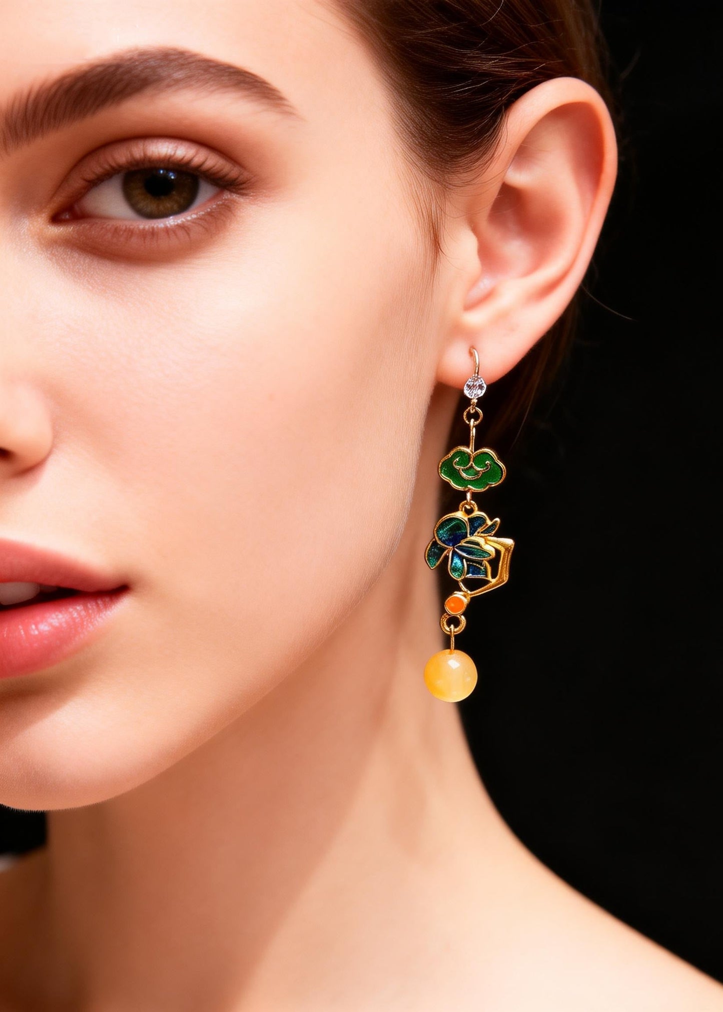 Asymmetric Design Gilding Beeswax Drop Earrings