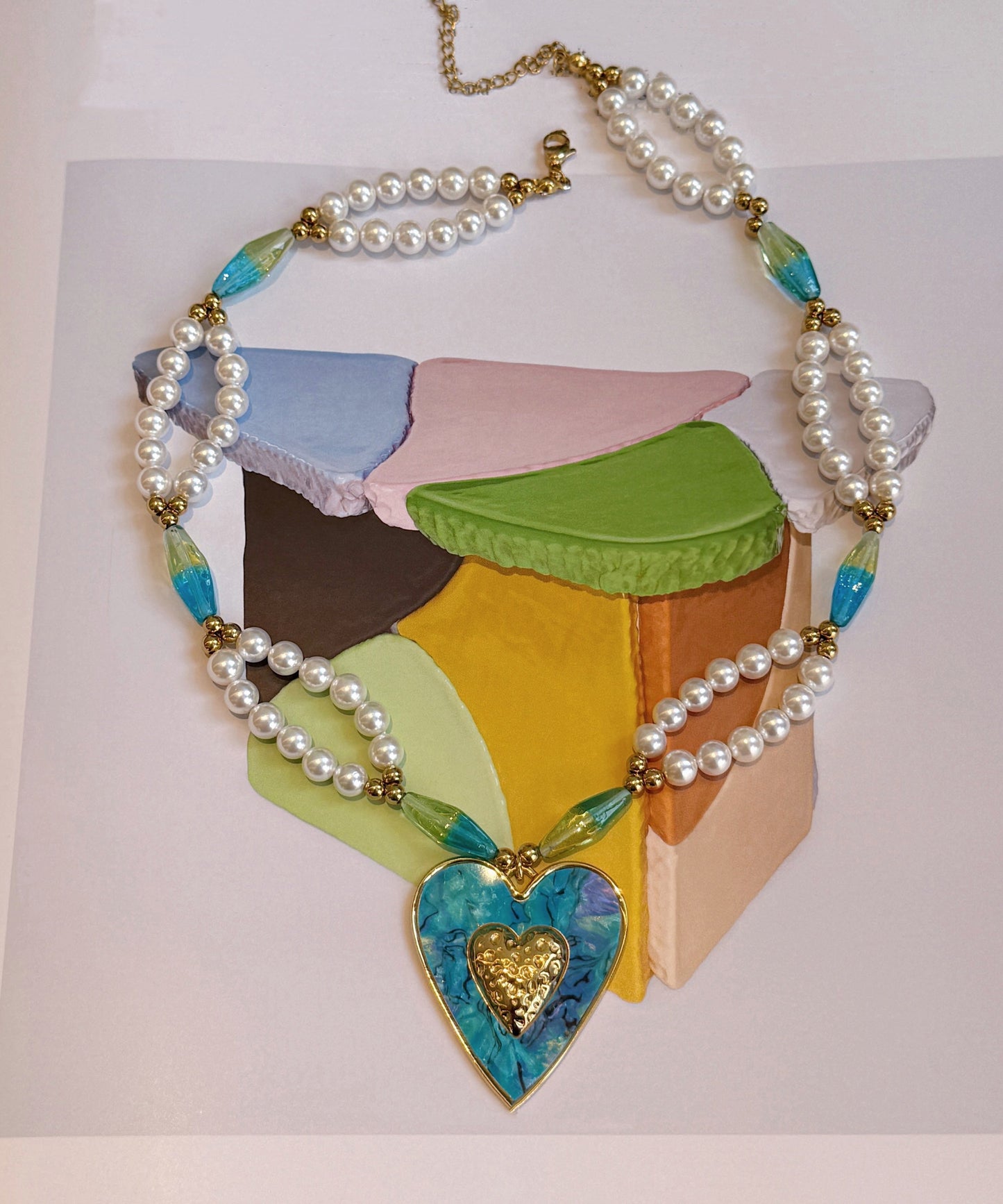 Blue Love Pearl Adjustable Alloy Pendant Necklace