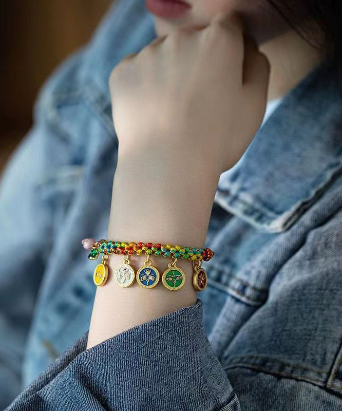 Colorblock Sterling Silver Overgild Tassel Charm Bracelet Kx1009