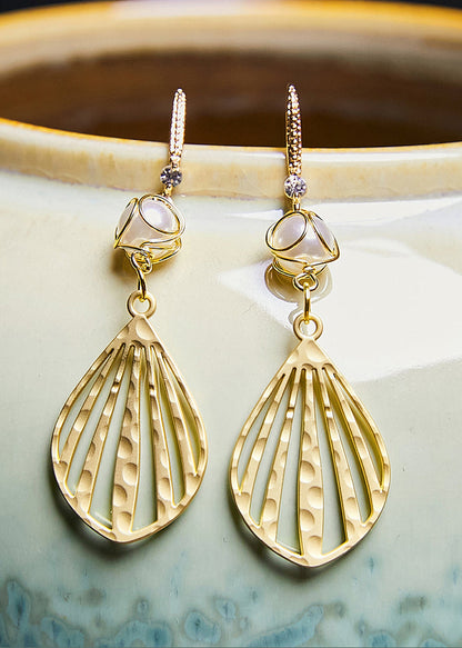 Fan-shaped 14k Gold Pearl Drop Earrings New Style