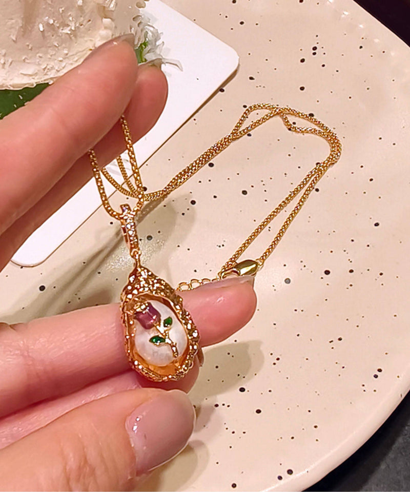 Golden Tulip Metal Monet's Garden Pendant Necklace