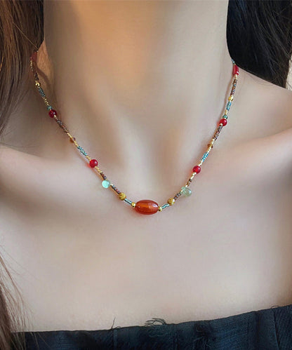 Rainbow Beading Agate Princess Necklace