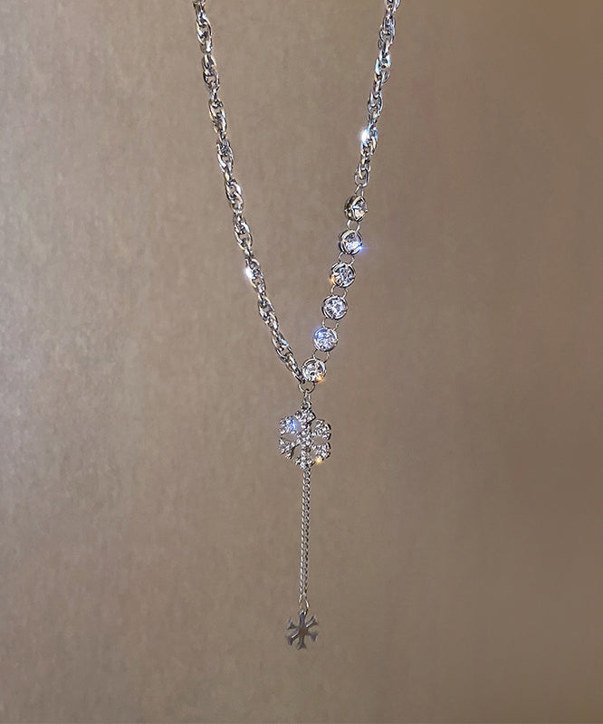 Pendant Alloy Necklace Snowflake Silk Zircon