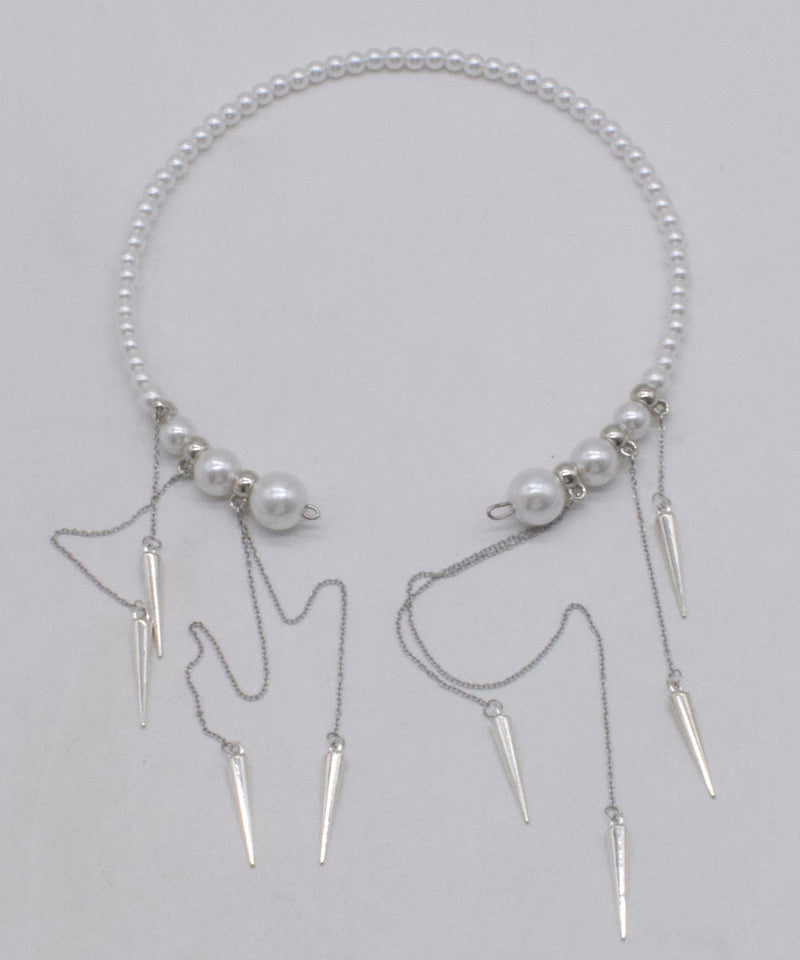White Copper Pearl Beading Tassel Pendant Necklace
