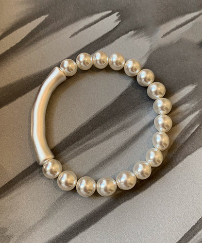 White Pearl Bamboo Joint Bracelet