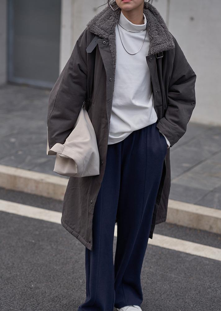 Stand Collar Drawstring Clothes for Gray Chocolate Daily Outwear