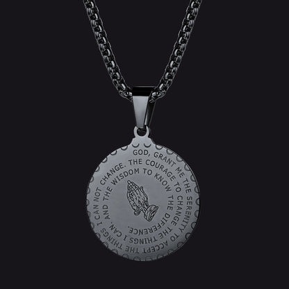 Bible Verse Prayer Hands Coin Medal Necklace for