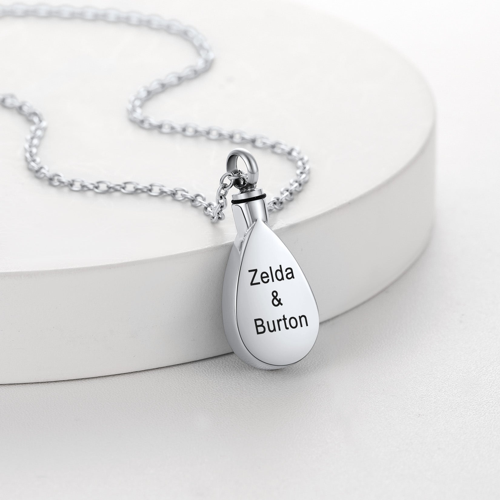 Custom Cremation Tear Drop Birthstone Urn Ashes Necklace for