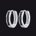 Flash Sterling Silver Black Onyx Huggie Hoop Earrings for