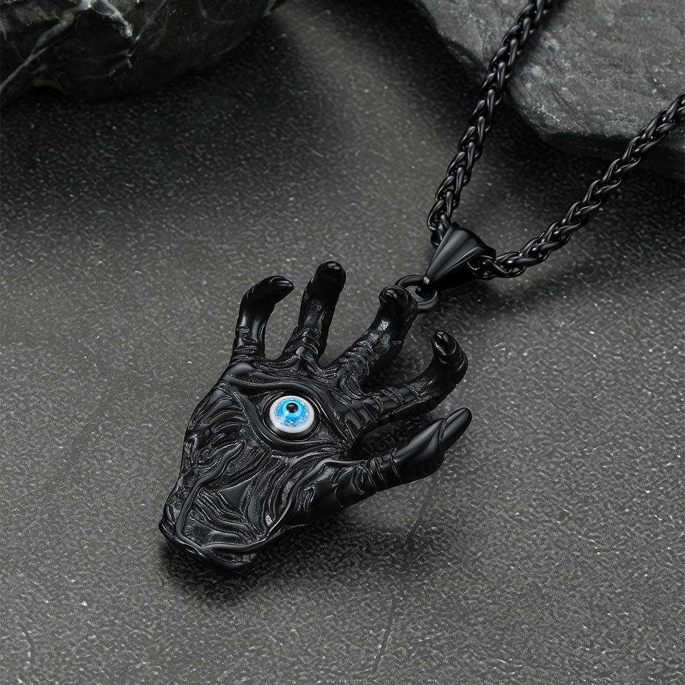 Dragon Claw Blue Evil Eye Pendant Necklace for