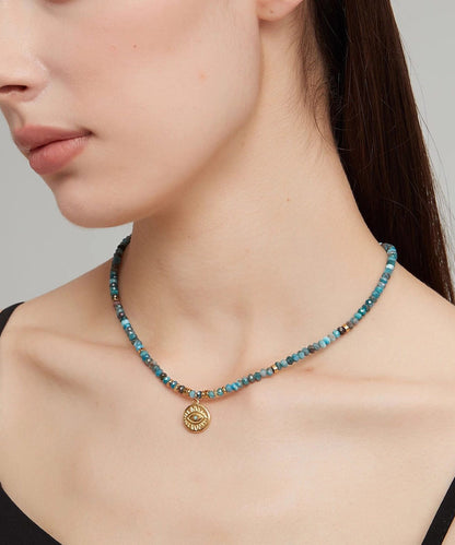 Blue Stainless Steel Amazonite Beading Pendant Necklace