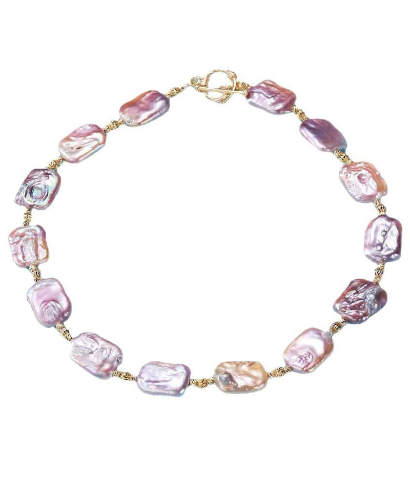 Purple Sterling Silver Overgild Pearl Pendant Necklace
