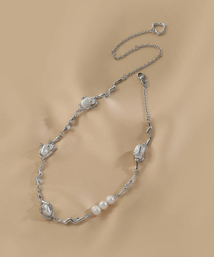 Stering Silver Alloy Pearl Necklace