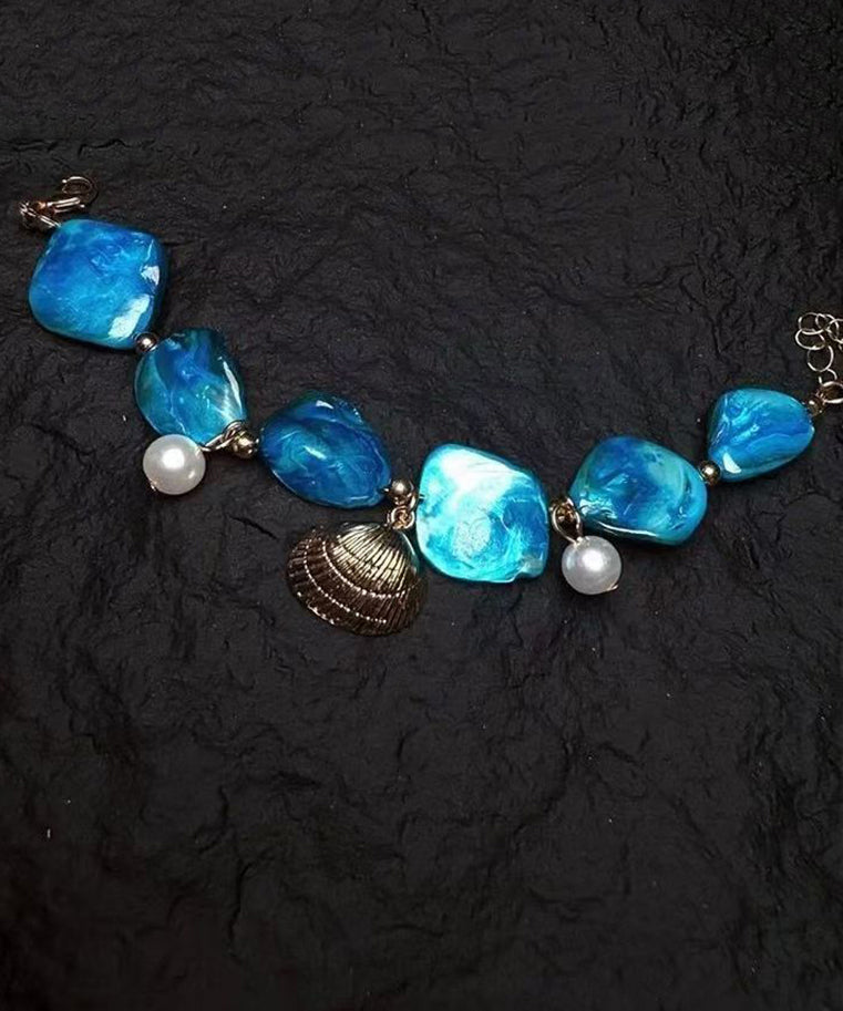 Blue Alloy Asymmetrical Shell Holiday Charm Bracelet