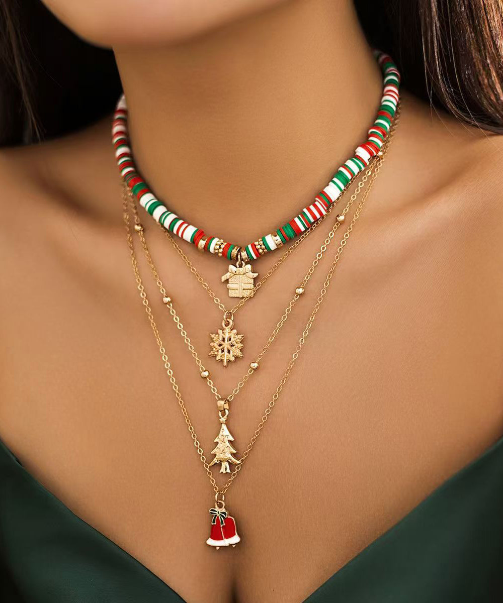 Colorblock Alloy Multilayer Four Piece Set Pendant Necklace Ra007