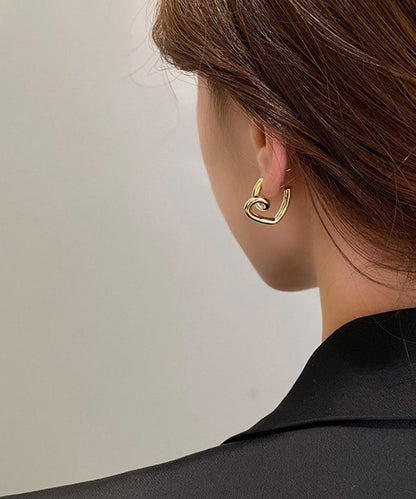 Alloy Gold Hoop Love Earrings