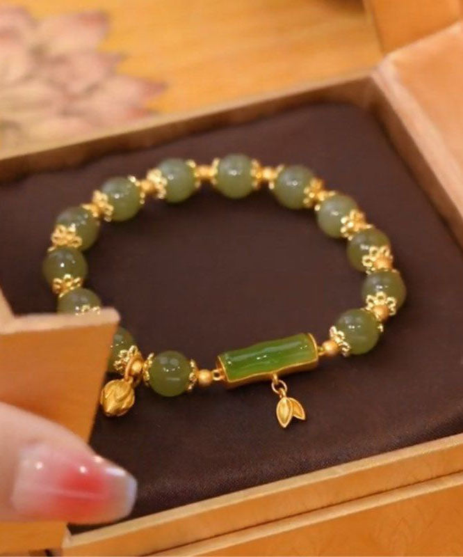 Green Jade Bamboo Charm Bracelet