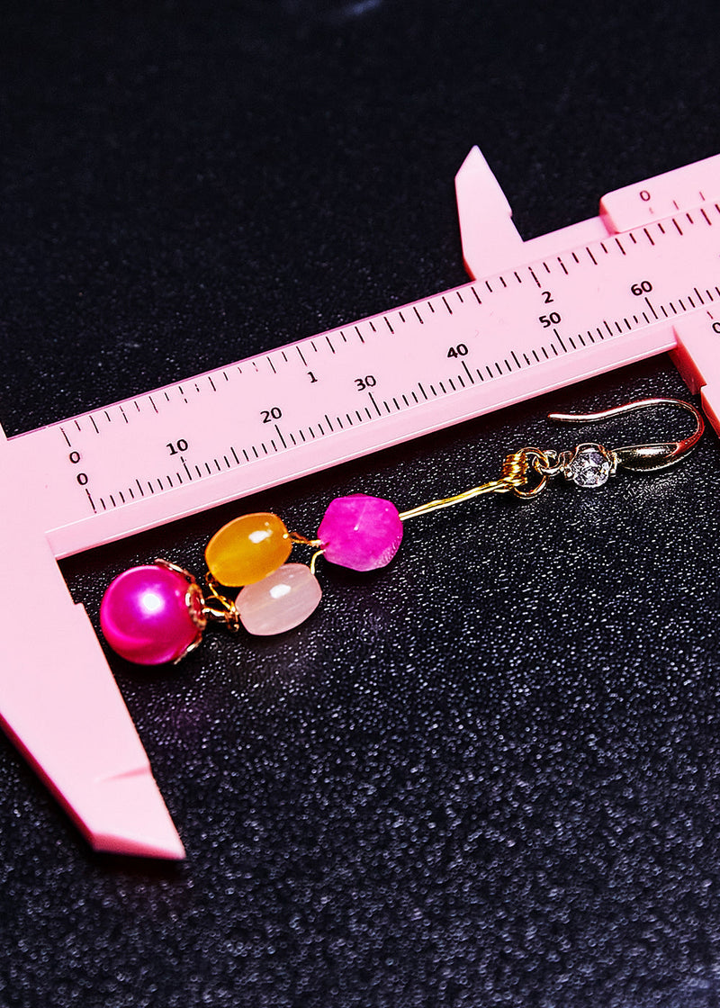Multicolour Jade and Pearl Drop Earrings