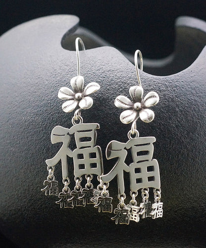 Silk Sterling Silver Blessing Tassel Drop Earrings