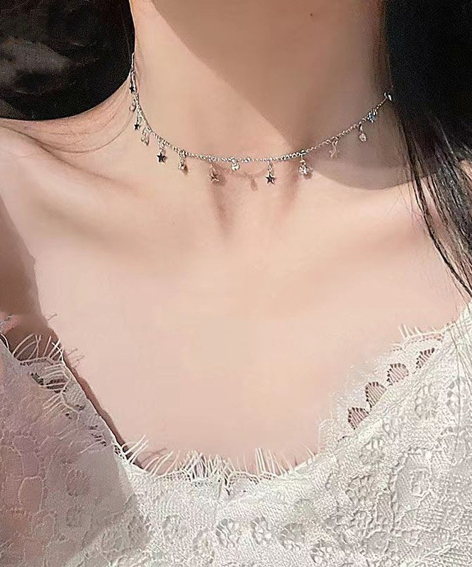 Silk Zircon Star Princess Necklace Kx1045