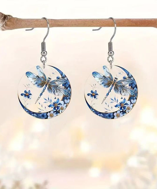 Boutique Blue Acrylic Dragonfly Drop Earrings