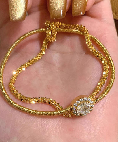 Boutique Gold Sterling Silver Overgild Zircon Two Piece Set Bracelet
