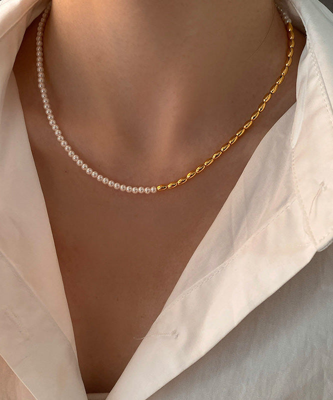 Boutique Colorblock Pearl Gilding Necklace