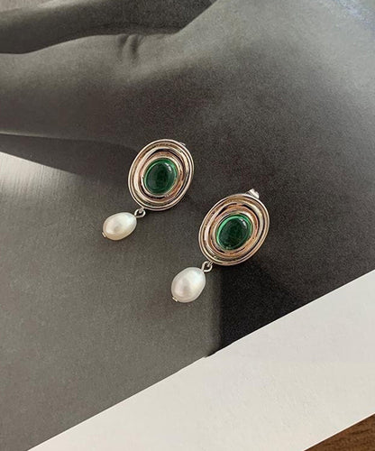 Boutique Silk Alloy Pearl Glaze Drop Earrings