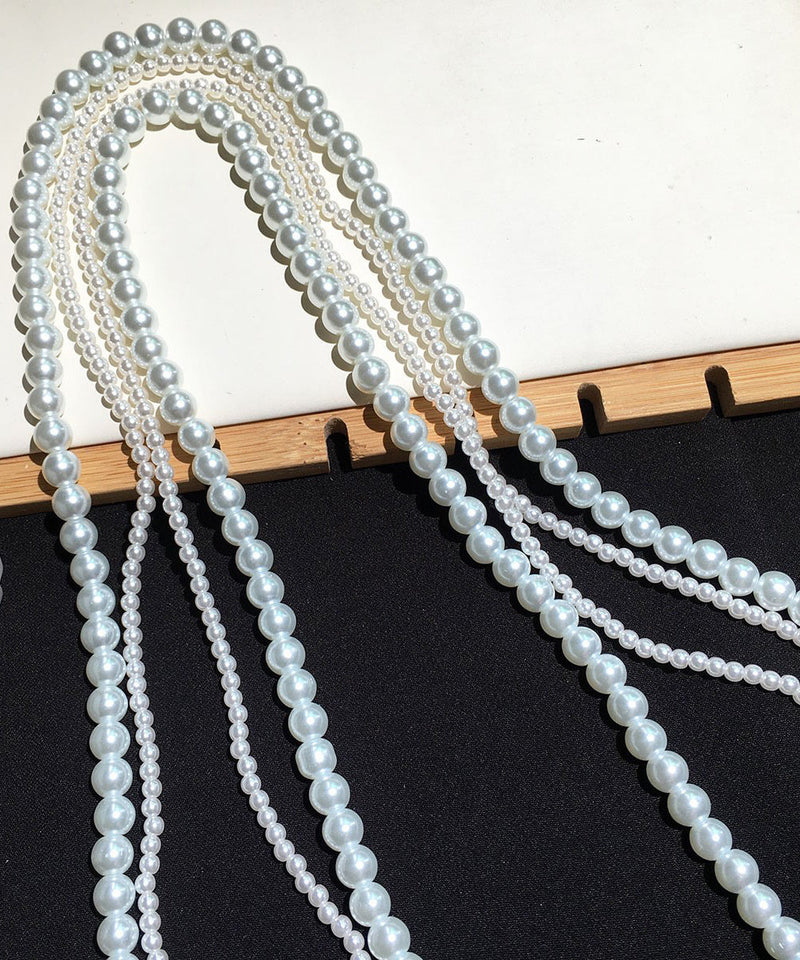 Brief White Handmade Pearl Beading Gratuated Bead Necklace Ii016
