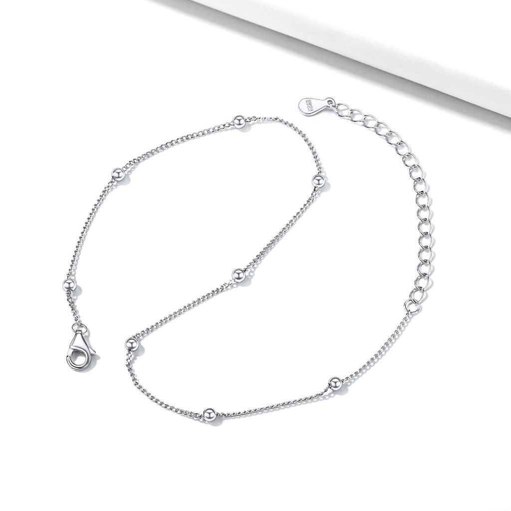 925 Sterling Silver Anklet With Beaded for