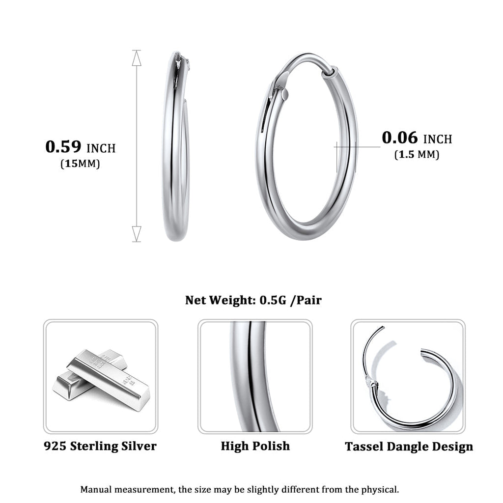 Classic Sterling Silver Piercing Hollow Hoop Earrings for