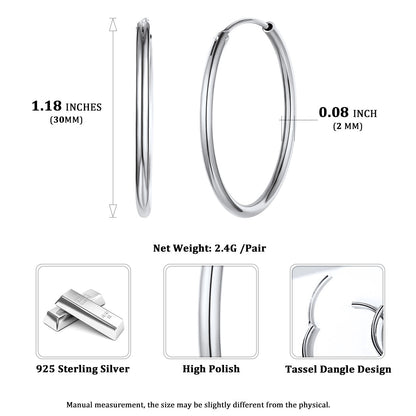 Sterling Silver Thin Hoop Earrings for