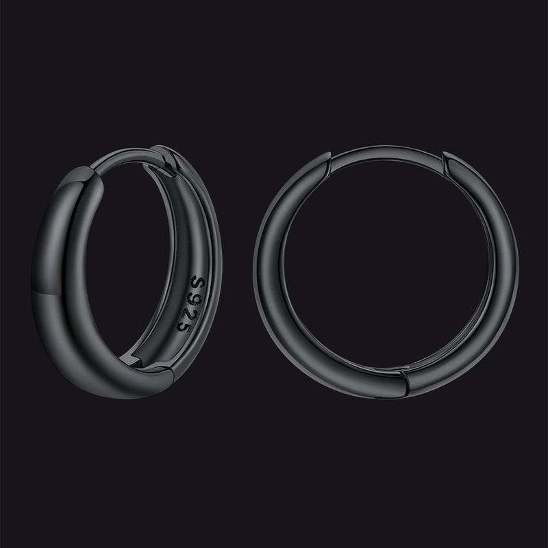 Simple Sterling Silver Thick Huggie Hoop Earrings for