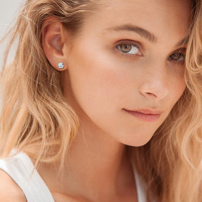 Sterling Silver Diamond Stud Earrings for